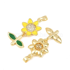 Brass Micro Pave Clear Cubic Zirconia Pendants&nbsp;LS-KK-F931-12G