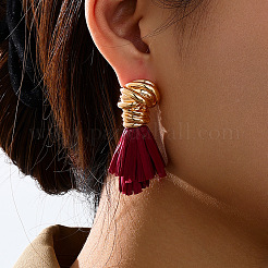 Alloy & Raffia Tassel Stud Earrings&nbsp;FS-WG3975A-01