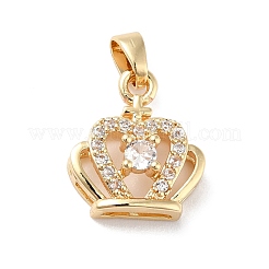 Rack Plating Brass Micro Pave Clear Cubic Zirconia Pendants&nbsp;ZIRC-F128-03G