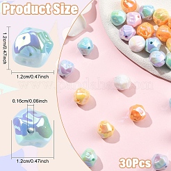 30Pcs UV Plated Opaque Acrylic Beads&nbsp;OACR-YW0004-20