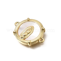 Virgin Mary Theme Brass & Natural Shell Connector Charms&nbsp;SH-CBA7C77-03B-G
