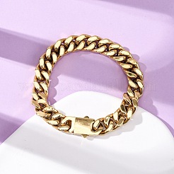 304 Stainless Steel Cuban Link Chain Bracelets for Unisex&nbsp;BJEW-K283-01C-G