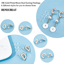 12Pcs 6 Styles Brass Stud Earring Findings&nbsp;KK-BC0009-08