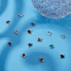 14Pcs 7 Colors Glass Connector Charms&nbsp;KK-GO0001-26