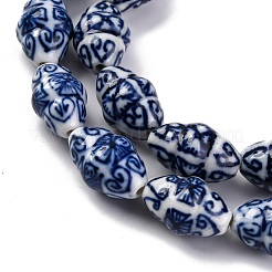 Handmade Blue and White Porcelain Beads Strands&nbsp;PORC-I027-08