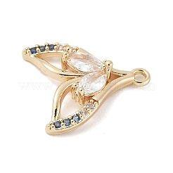 Brass Pave Light Sky Blue and Clear Cubic Zirconia Sea Animal Connector Charms&nbsp;KK-M326-07C-G