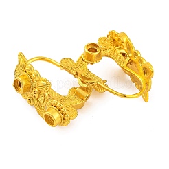 Flower Brass Earring Hooks with Round Tray&nbsp;KK-G502-24G