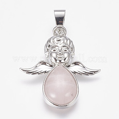 Natural Rose Quartz Pendants&nbsp;G-G651-E05
