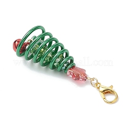 Christmas Tree Glass & Brass Bell Charm Pendant Decorations&nbsp;HJEW-JM04255