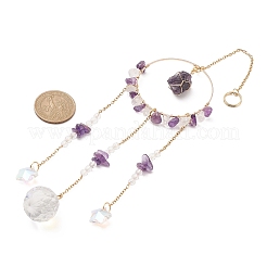 Glass Teardrop & Star Pendant Decoration&nbsp;HJEW-JM01185