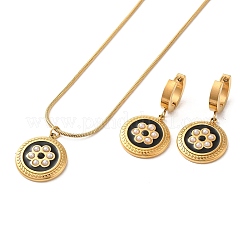 Ion Plating(IP) Flower Golden 304 Stainless Steel Enamel Jewelry Set&nbsp;SJEW-H306-07G-02