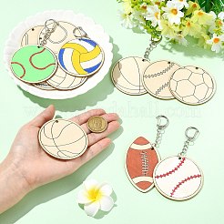 36Pcs Sport Ball Shaped Wooden Keychains&nbsp;ST-CJ0028-16