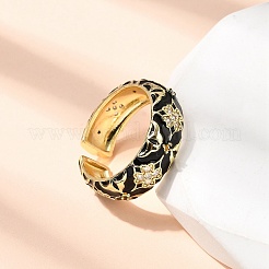 Brass Micro Pave Cubic Zirconia Cuff Open Rings for Women&nbsp;RJEW-B160-05G