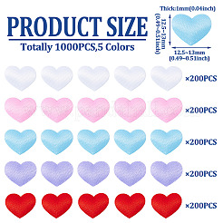 1000Pcs 5 Colors Polyester Sponge Heart Confetti&nbsp;DIY-TA0012-51