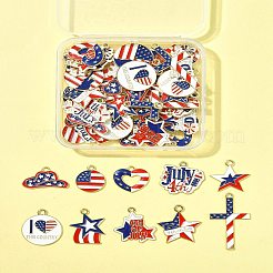 60Pcs 15 Styles Independence Day Alloy Enamel Pandants&nbsp;FIND-FS0004-41