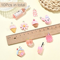 10Pcs 10 Styles Resin Pendants&nbsp;RESI-YW0003-31