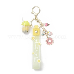 Alloy Enamel Pendants & Milk Tea Resin with Acrylic Cup Pendants Keychains&nbsp;KEYC-JKC01233-03
