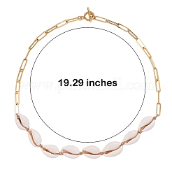 Natural Cowrie Shell Beads Pendant Necklace with Paperclip Chains for Women&nbsp;NJEW-SW00008