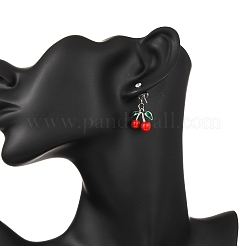 Cherry Alloy Enamel Dangle Stud Earrings&nbsp;EJEW-JE06633