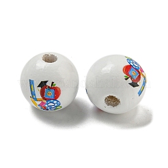 Printed Wood European Beads&nbsp;WOOD-L020-D04