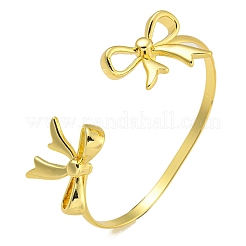 Rack Plating Bowknot Brass Cuff Bangles for Women&nbsp;BJEW-B106-25B-G