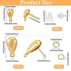 Teardrop Brass Stud Earring Findings&nbsp;KK-CN0003-41