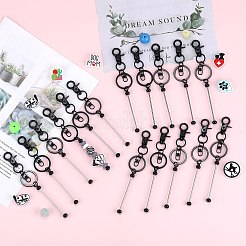 16Pcs Baking Paint Alloy Beadable Bar Keychain for DIY Crafts Jewelry Making&nbsp;KEYC-SZ0001-18