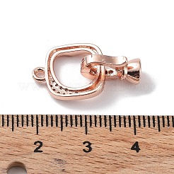 Rack Plating Brass Micro Pave Clear Cubic Zirconia Fold Over Clasps&nbsp;KK-Q797-04RG