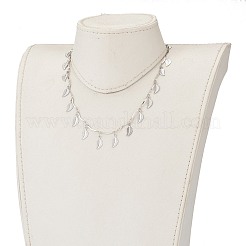Non-Tarnish 304 Stainless Steel Leaf Pendant Necklaces&nbsp;NJEW-JN03293-04