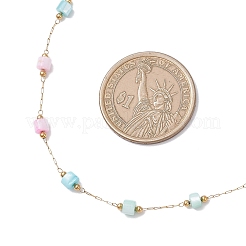 Dyed Disc Natural Shell & 304 Stainless Steel Link Chain Necklaces&nbsp;NJEW-JN05452