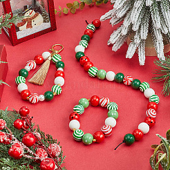 9 Styles Painted Natural Wood European Beads&nbsp;WOOD-SP0001-14