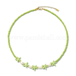2Pcs 2 Styles Ocean Turtle Starfish Synthetic Turquoise & Natural Pearl & Glass Seed Beaded Necklaces&nbsp;NJEW-JN06130-03
