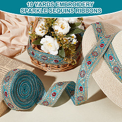 Sparkle Polyester Flower Embroidery Ribbons&nbsp;SRIB-WH0011-266C