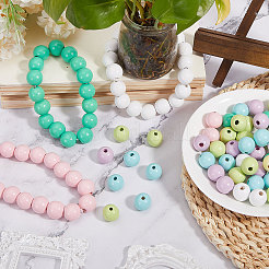 140Pcs 7 Colors Spray Painted Wood European Beads&nbsp;WOOD-GL0001-18