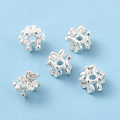 Rack Plating Brass Micro Pave Clear Cubic Zirconia Clover Beads&nbsp;KK-D075-04S