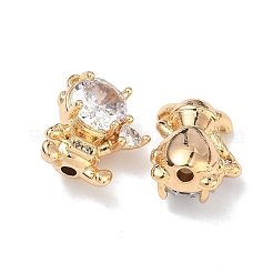 Brass Micro Pave Clear Cubic Zirconia Beads&nbsp;KK-B172-15G