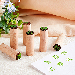 6Pcs 6 Styles Round Wooden Traditional Chinese Moon Cake Stamps&nbsp;AJEW-OC0004-20