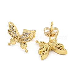 Brass Micro Pave Cubic Zirconia Ear Studs&nbsp;EJEW-P261-23C-G