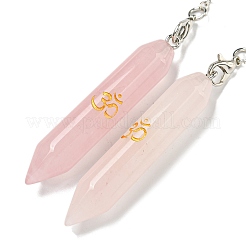 Bullet Natural Rose Quartz Pointed Dowsing Pendulums&nbsp;AJEW-B106-01AS-04