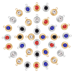 32Pcs 8 Color 304 Stainless Steel Rhinestone Charms&nbsp;STAS-UN0023-86