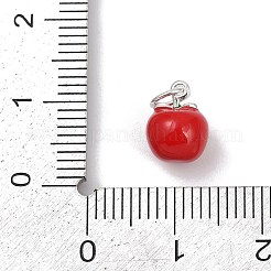 Teachers' Day Fine Silver Red Enamel Fruit Charms&nbsp;STER-F060-01S-03