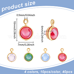 40Pcs 4 Colors 304 Stainless Steel Wrapped Dyed Natural Quartz Round Charms&nbsp;STAS-UN0063-75