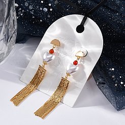 Brass Heart Dangle Stud Earrings&nbsp;EJEW-R014-07G