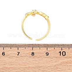 Brass Micro Pave Clear Cubic Zirconia Cuff Rings for Women&nbsp;RJEW-U047-08G