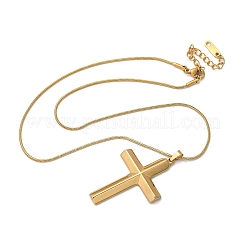 304 Stainless Steel Cross Pendant Snake Chain Necklaces&nbsp;NJEW-S442-06G