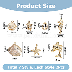14Pcs 7 Styles Brass Pendants&nbsp;KK-HS0015-86