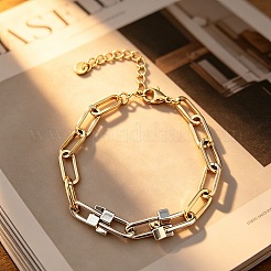 Dou Tone 304 Stainless Steel Paperclip Chain Bracelets&nbsp;WGBC220-01