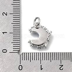 Brass Micro Pave Clear Cubic Zirconia with Glass Charms&nbsp;KK-G525-06P-03