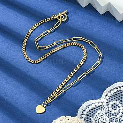 Brass Pendant Necklaces with Curb & Paperclip Chains&nbsp;NJEW-JN04608-01
