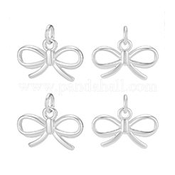4Pcs 925 Sterling Silver Bowknot Charms with Jump Rings and 925 Stamp&nbsp;STER-PH0004-47